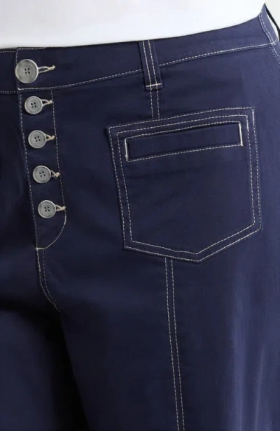 Wit & Wisdom 'ab'solution Skyrise Exposed Button Wide Leg Twill Pants In Multi