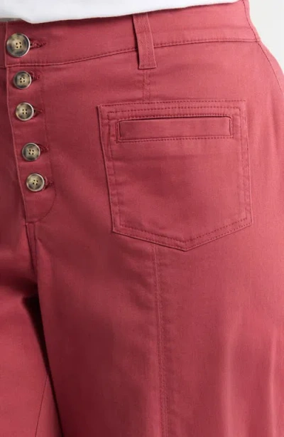 Wit & Wisdom 'ab'solution Skyrise Exposed Button Wide Leg Twill Pants In Burgundy