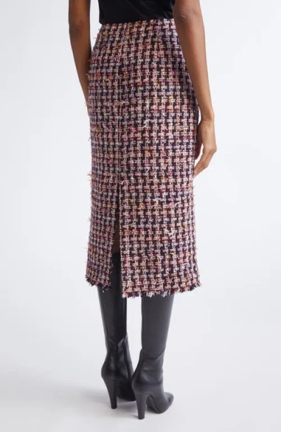St John St. John Fringe Houndstooth Tweed Pencil Skirt In Multi