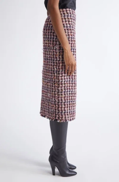 St John St. John Fringe Houndstooth Tweed Pencil Skirt In Multi