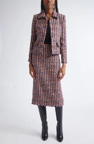 St John St. John Fringe Houndstooth Tweed Jacket In Multi
