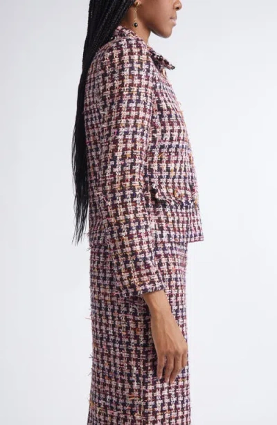 St John St. John Fringe Houndstooth Tweed Jacket In Multi