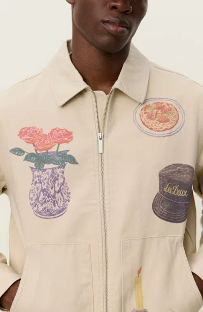 Les Deux Robert Allover Print Twill Jacket In Neutral