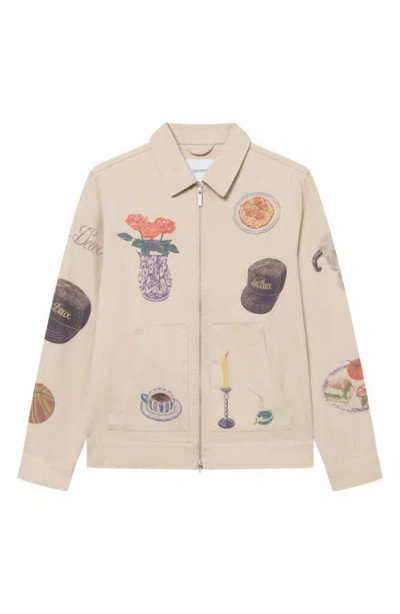 Les Deux Robert Allover Print Twill Jacket In Neutral