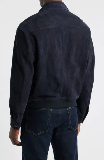 Frame Buttoned Suede Jacket In Blue