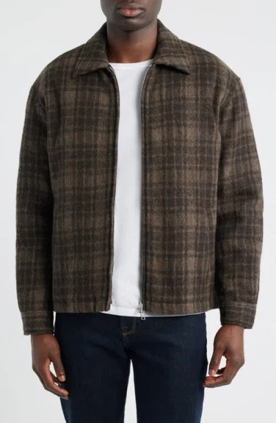 Frame Padded Checked Virgin Wool-tweed Blouson Jacket In Brown
