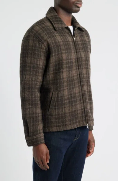 Frame Padded Checked Virgin Wool-tweed Blouson Jacket In Brown