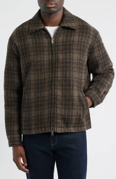 Frame Padded Checked Virgin Wool-tweed Blouson Jacket In Brown