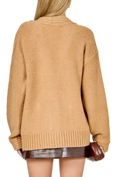 Endless Rose Fuzzy Oversize Cardigan In Brown
