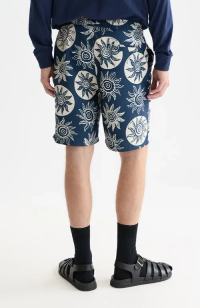 Scotch & Soda Print Swim Trunks In Blue