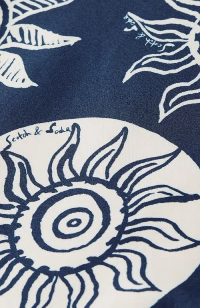 Scotch & Soda Print Swim Trunks In Blue