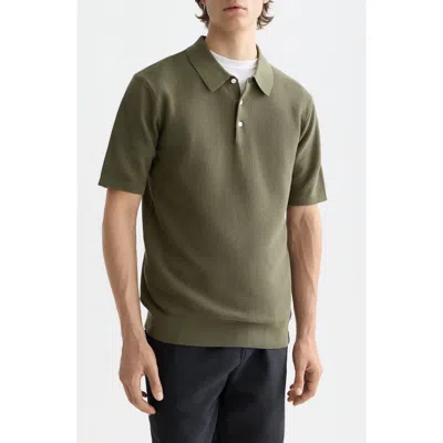 Scotch & Soda Structured Knit Cotton Polo In Green