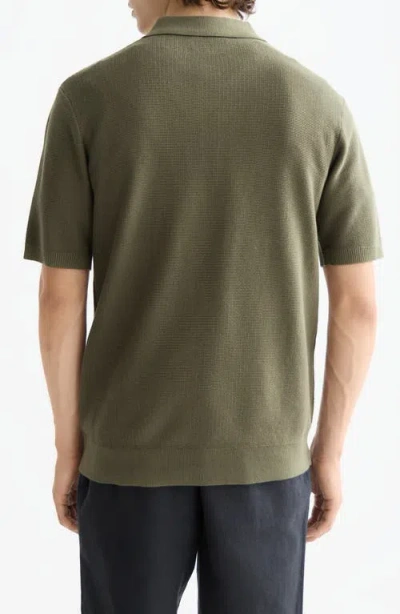 Scotch & Soda Structured Knit Cotton Polo In Green