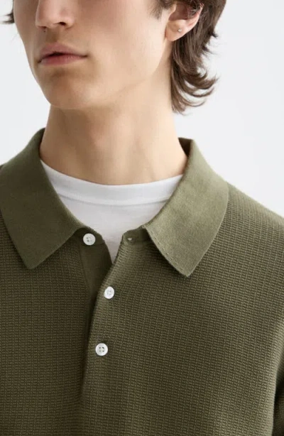 Scotch & Soda Structured Knit Cotton Polo In Green