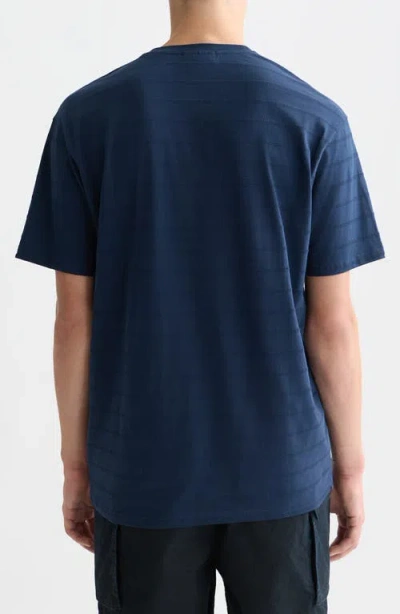 Scotch & Soda Structured Stripe Jacquard Stretch Cotton T-shirt In Blue