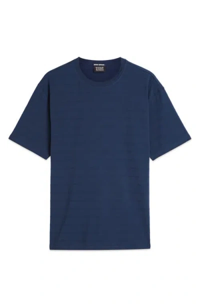 Scotch & Soda Structured Stripe Jacquard Stretch Cotton T-shirt In Blue