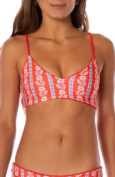 Maaji Apple Red Rocks Reversible Bikini Top In Red