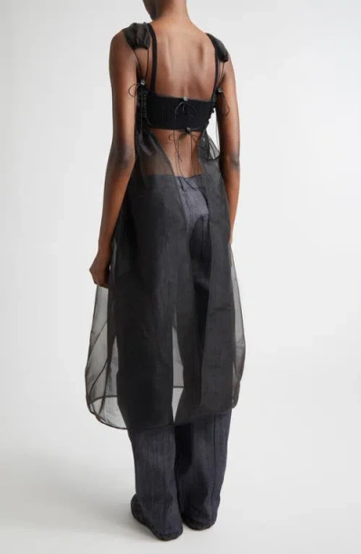 Cecilie Bahnsen Camilla Sheer Liquid Myrtia Overlay In Black