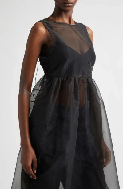 Cecilie Bahnsen Camilla Sheer Liquid Myrtia Overlay In Black