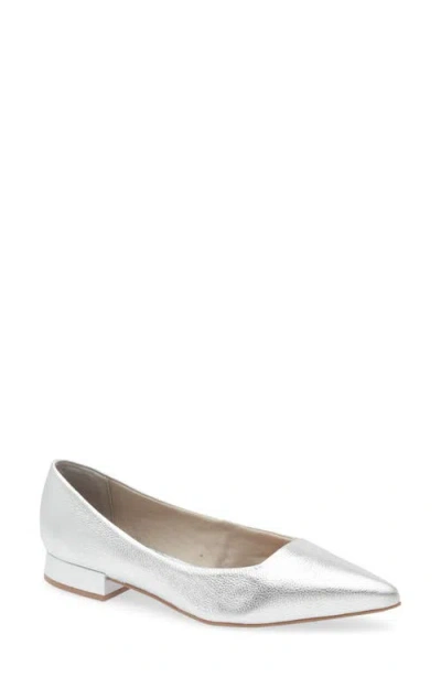 Bottero Alessandra Pointed Toe Ballet Flat In Silver