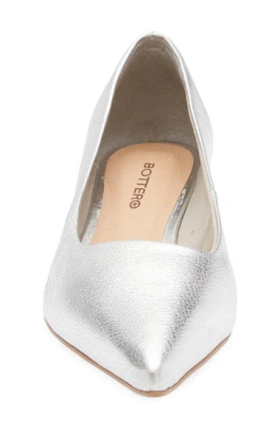 Bottero Alessandra Pointed Toe Ballet Flat In Silver