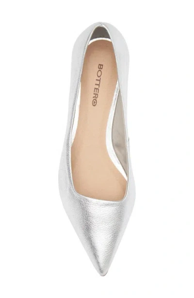 Bottero Alessandra Pointed Toe Ballet Flat In Silver