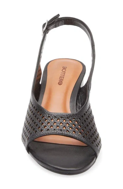 Bottero Botelsa Perforated Open Toe Slingback Pump In Black