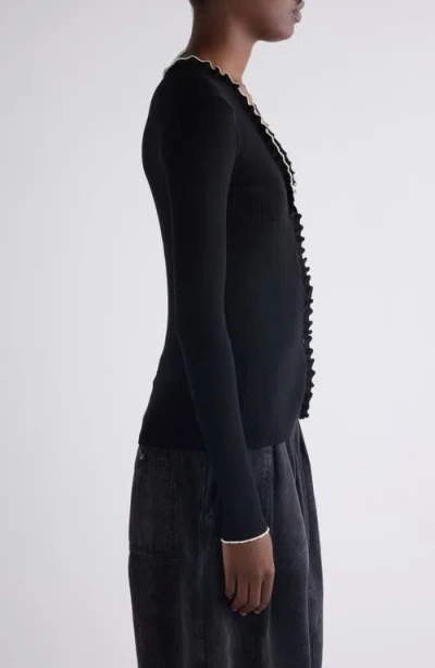 Isabel Marant Izae Silk & Cotton Rib Cardigan In Black