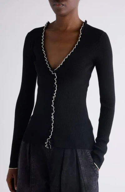 Isabel Marant Izae Silk & Cotton Rib Cardigan In Black