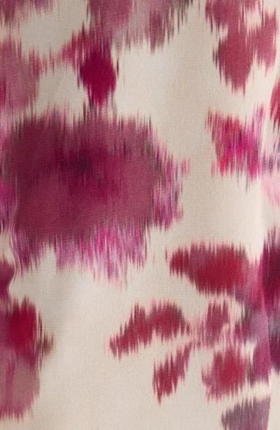 Isabel Marant Terenae Ikat Print Bubble Sleeve Stretch Silk Midi Dress In Pink