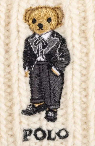 Polo Ralph Lauren Tux Bear Cable Merino Wool, Alpaca & Linen Beanie In Neutral