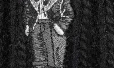 Polo Ralph Lauren Tux Bear Cable Merino Wool, Alpaca & Linen Beanie In Black