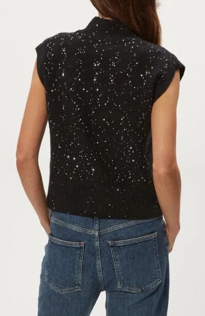Michael Stars Raina Sequin Embellished Extended Shoulder Sweater In Black