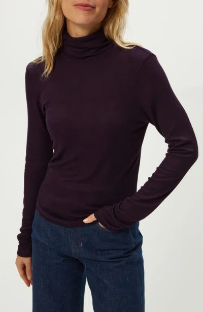 Michael Stars Tara Rib Turtleneck In Purple