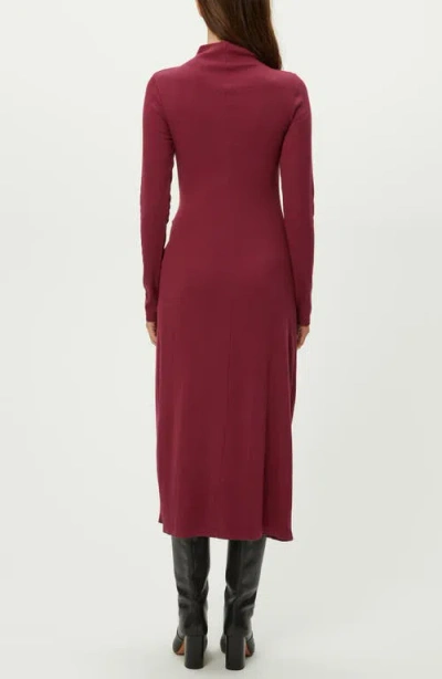 Michael Stars Tish Twisted Mock Neck Long Sleeve Midi Dress In Burgundy