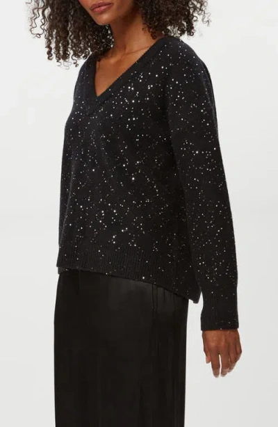 Michael Stars Frances Sequin Embellished V-neck Sweater In Black