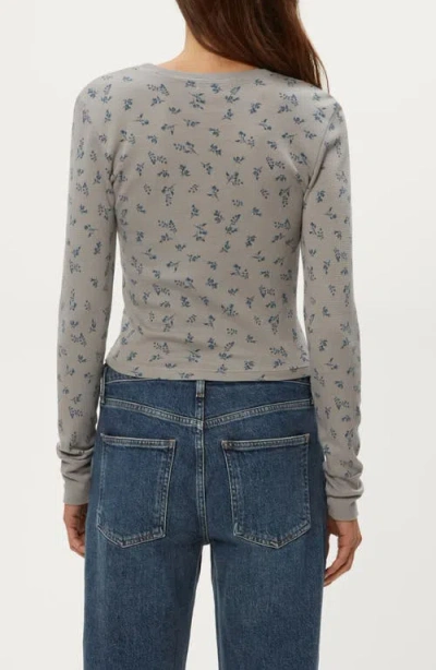 Michael Stars Palmer Floral Long Sleeve Thermal T-shirt In Gray