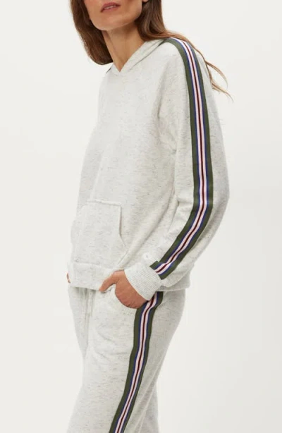 Michael Stars Latoya Stripe Accent Hoodie In White