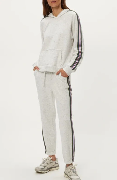 Michael Stars Latoya Stripe Accent Hoodie In White