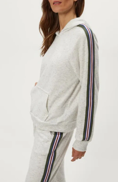 Michael Stars Latoya Stripe Accent Hoodie In White