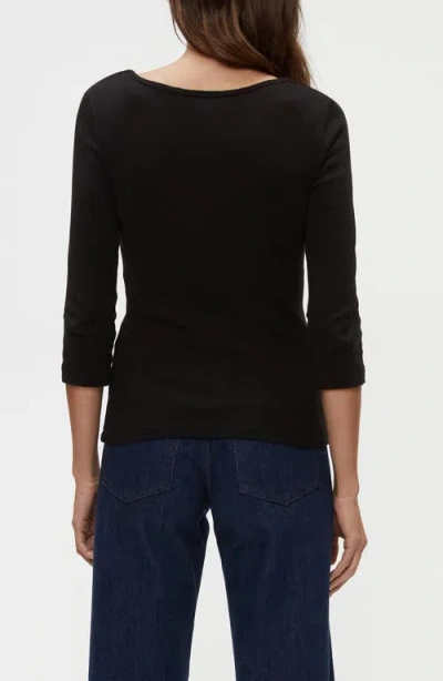 Michael Stars Angelina Three Quarter Sleeve T-shirt In Black