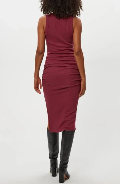 Michael Stars Wren Side Slit Sleeveless Body-con Midi Dress In Burgundy