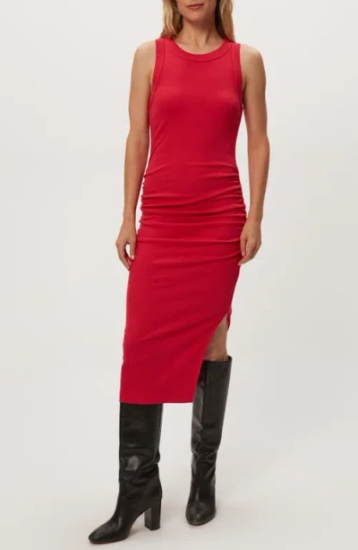 Michael Stars Wren Side Slit Sleeveless Body-con Midi Dress In Red