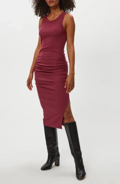 Michael Stars Wren Side Slit Sleeveless Body-con Midi Dress In Burgundy