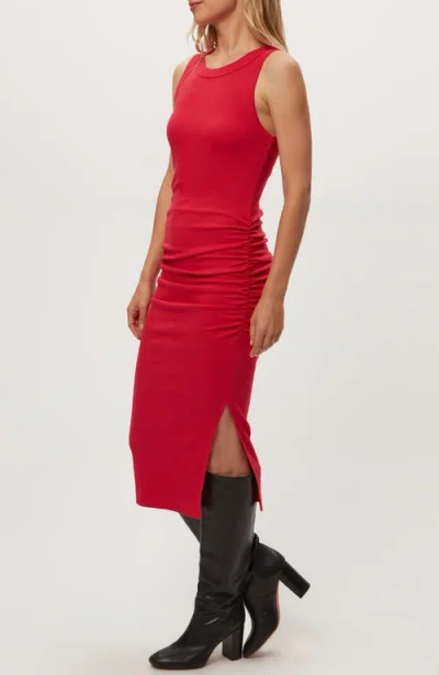 Michael Stars Wren Side Slit Sleeveless Body-con Midi Dress In Red