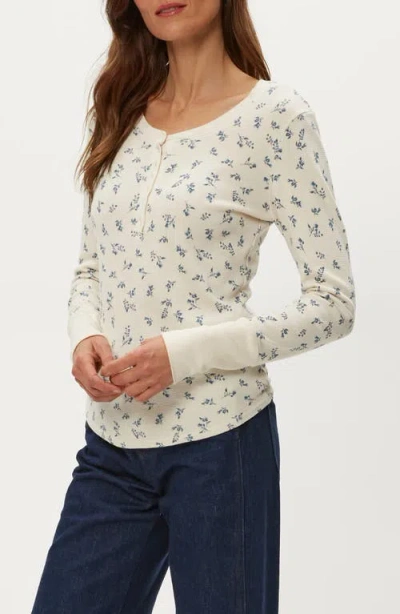 Michael Stars Regan Floral Waffle Knit Henley In Multi