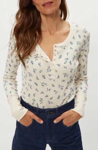 Michael Stars Regan Floral Waffle Knit Henley In Multi