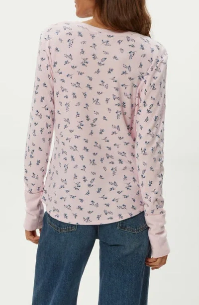 Michael Stars Regan Floral Waffle Knit Henley In Multi