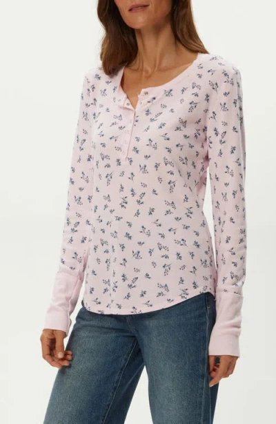 Michael Stars Regan Floral Waffle Knit Henley In Multi