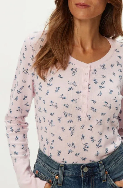 Michael Stars Regan Floral Waffle Knit Henley In Multi